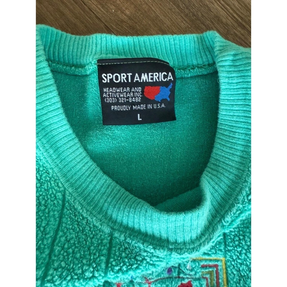 Sport‎ America Vintage Ski Fleece Sweatshirt Steamboat Colorado Teal Mens Large - Picture 4 of 6